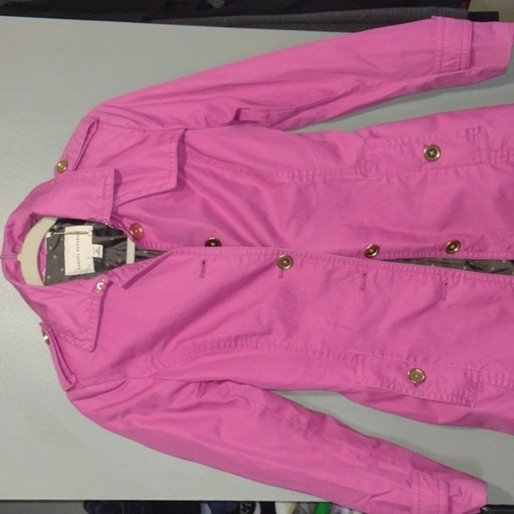 Pink Banana Republic tech coat navy style jacket Barbiecore - Picture 1 of 10